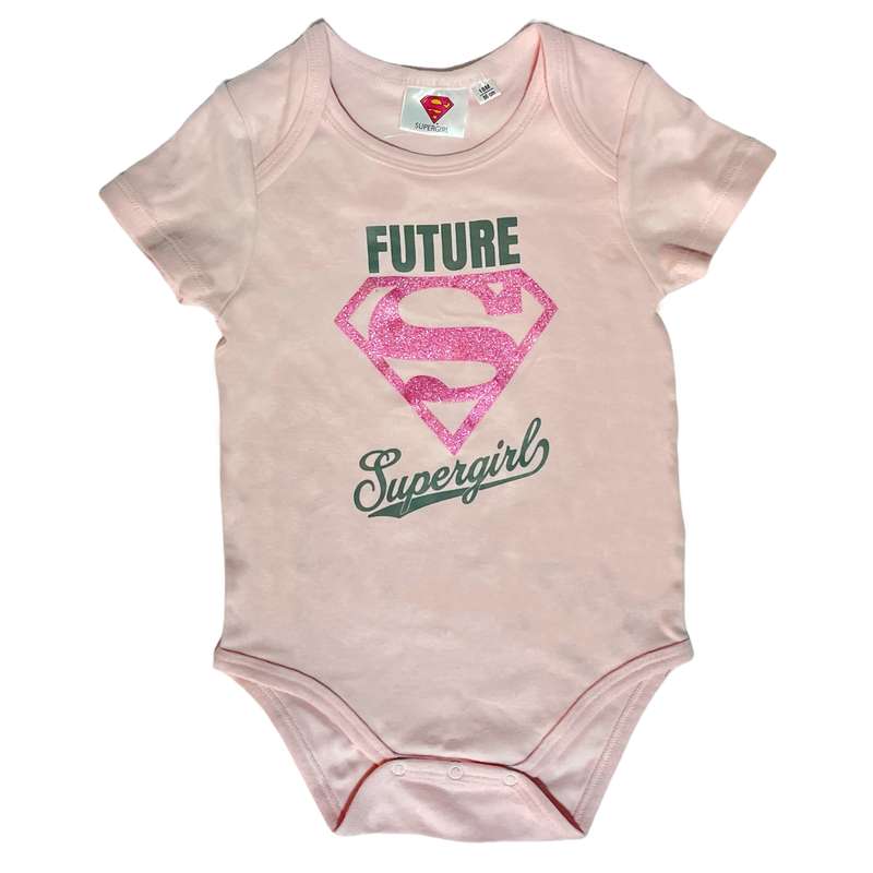 بادی آستین کوتاه نوزادی مدل 63737 super girl