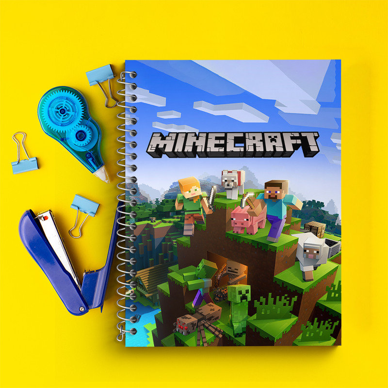 دفتر زبان 50 برگ خندالو مدل دو خط طرح ماینکرافت (Minecraft) کد F2419