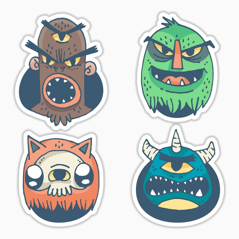 استیکر لپ تاپ و موبایل بووم طرح عصبانی کد MR96 مجموعه 4 عددی