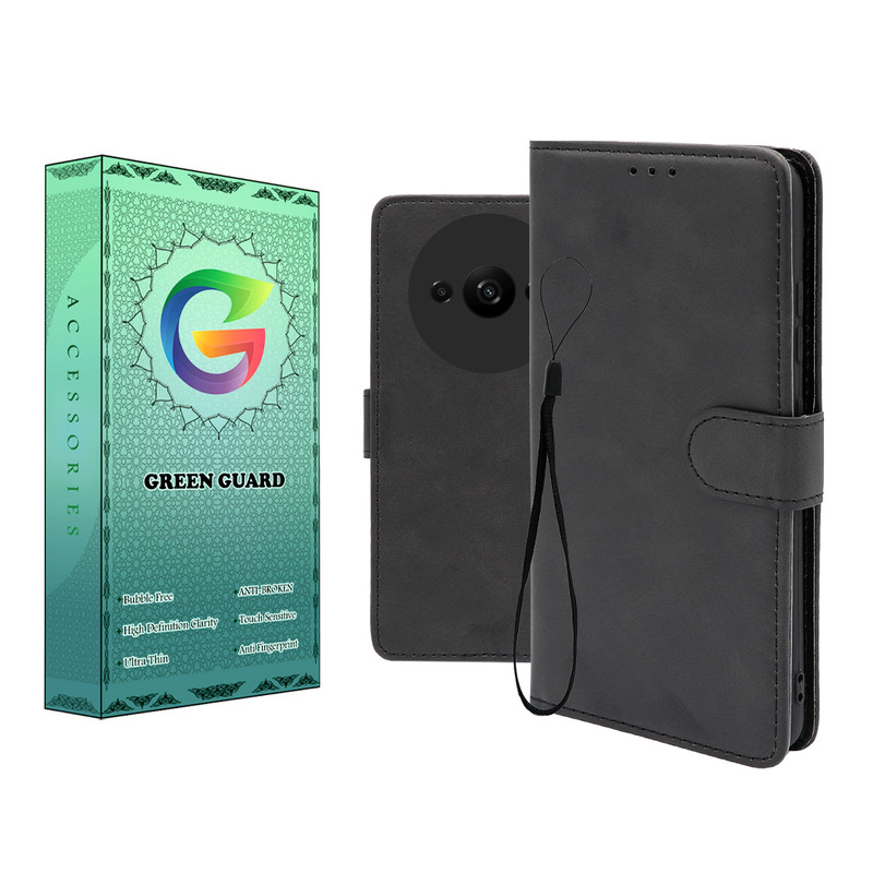 کیف کلاسوری گرین گارد طرح چرمی مدل Landing کد 06 مناسب برای گوشی موبایل شیائومی Redmi A3 به همراه بند آویز