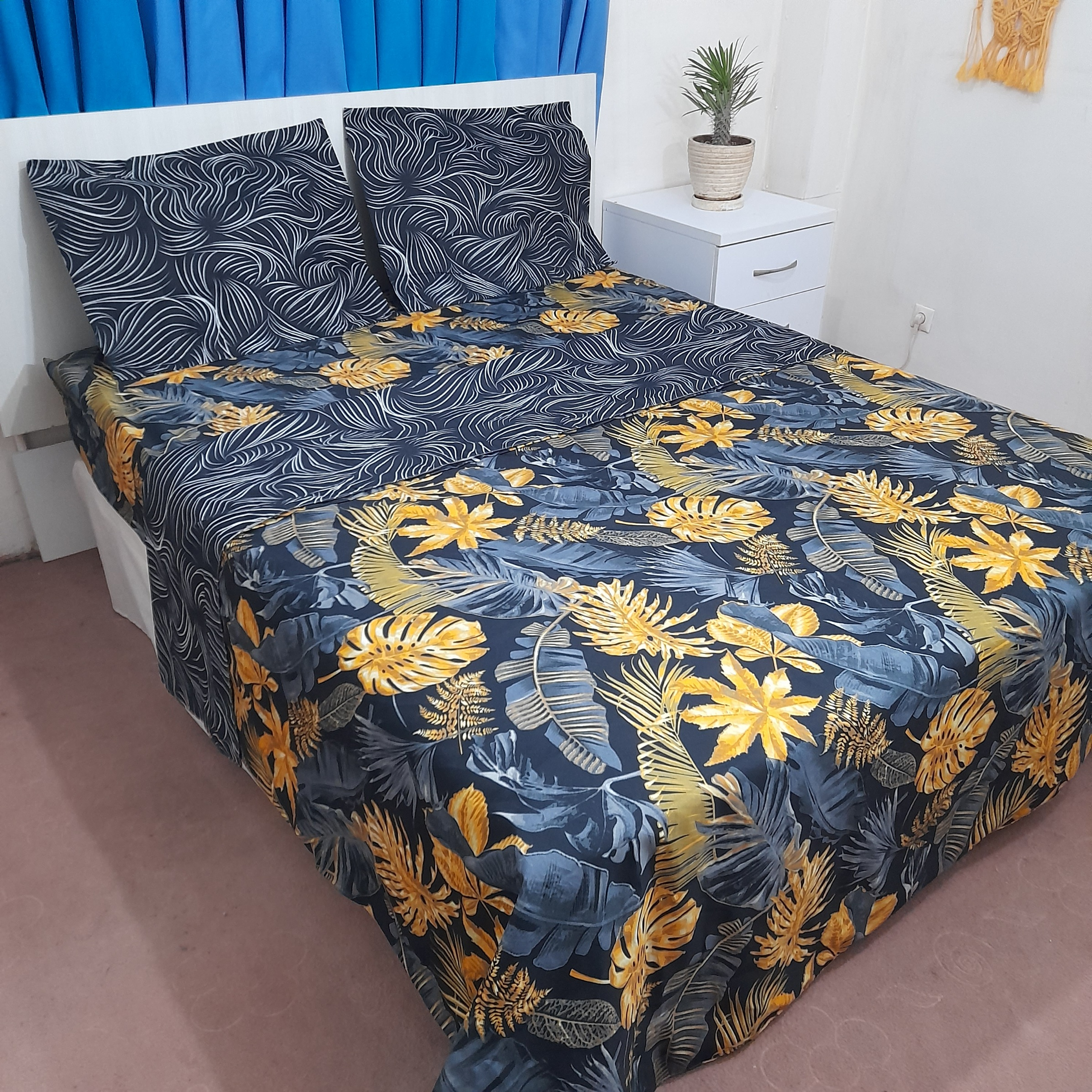 سرویس روتختی مدل برگ‌مارپیچ niki10.25.240 کد 160 دو نفره چهار تکه