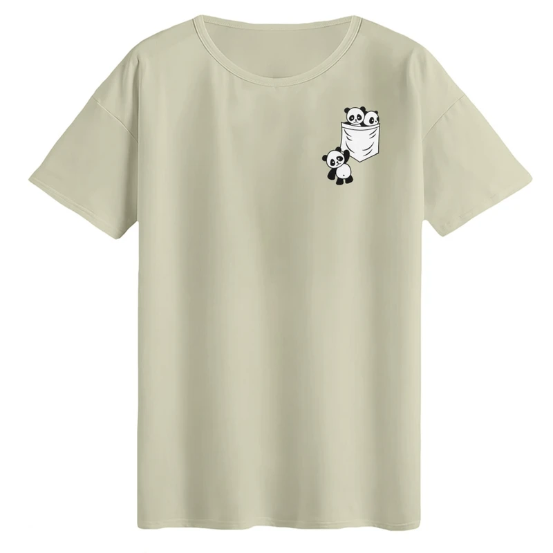 تی‌شرت لانگ آستین کوتاه زنانه مدل پاندا اویزون رنگ کرم
