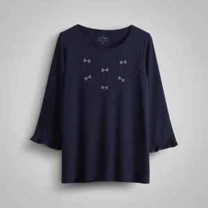 بلوز آستین بلند یقه گرد زنانه ناربن مدل روبان