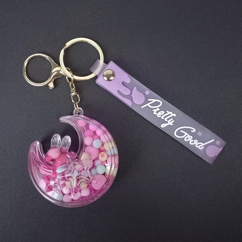 جاکلیدی دخترانه  مدل آکواریومی طرح ماه و ستاره