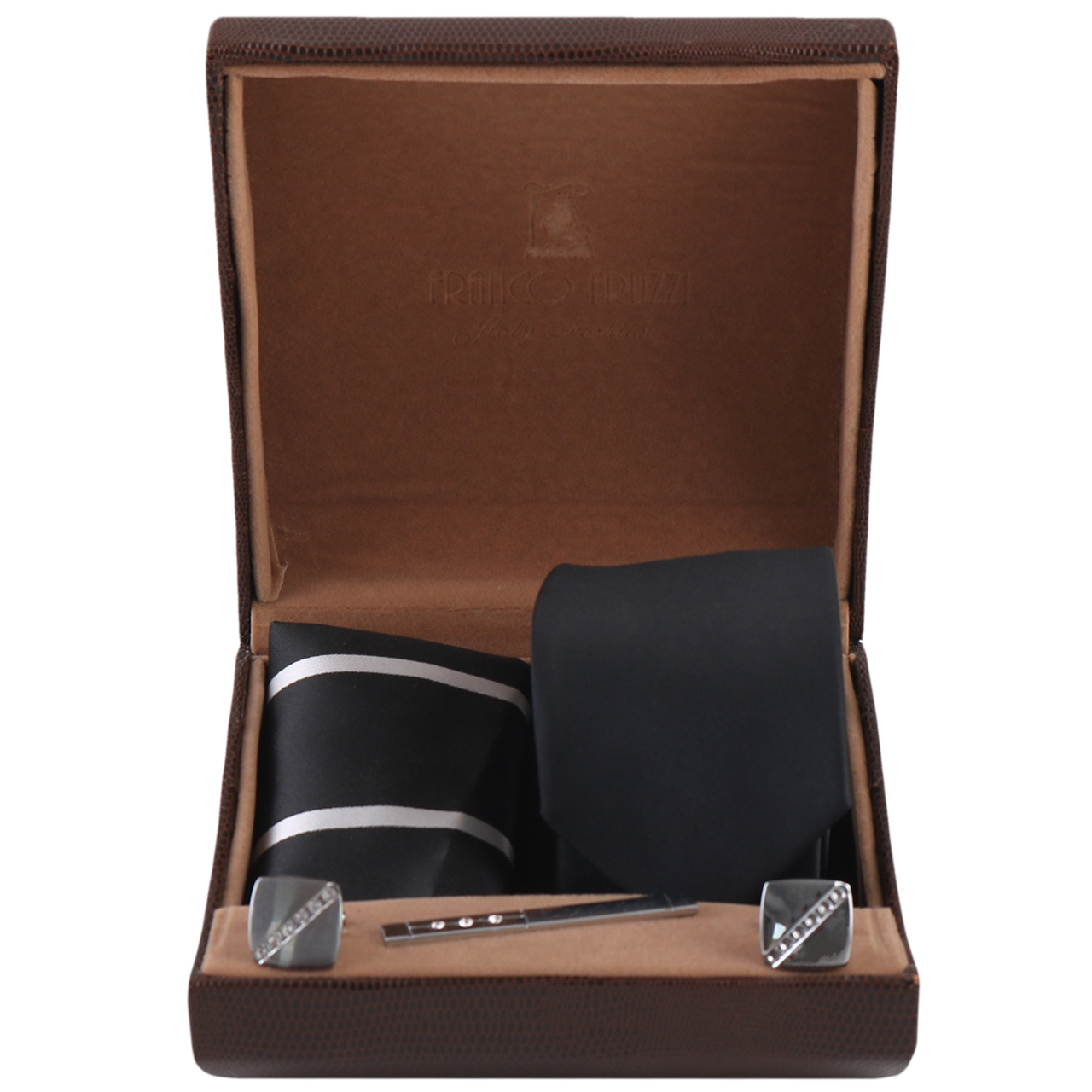 ست کراوات و دستمال جیب و دکمه سردست مردانه فرانکو فروزی مدل F-101845