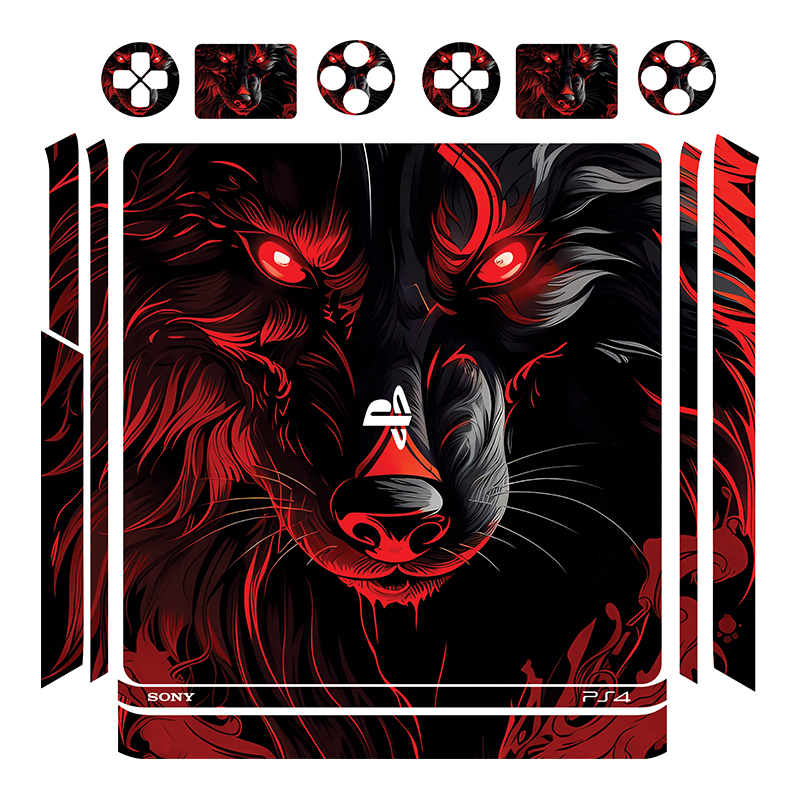 برچسب پلی استیشن 4 اسلیم توییجین وموییجین مدل  wolf 01 مجموعه 14 عددی