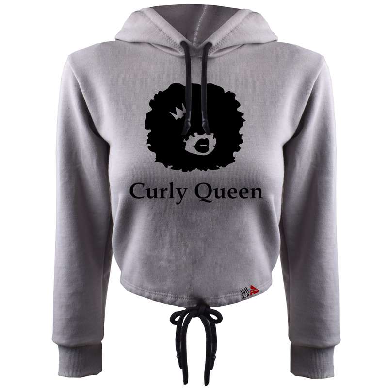 هودی زنانه مدل مو فرفری کد T17 رنگ طوسی 