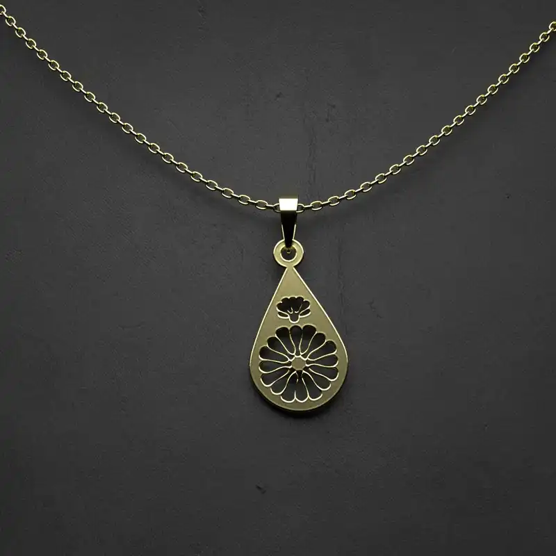 گردنبند طلا 18 عیار زنانه مدوپد مدل گل کد W2-1-1027