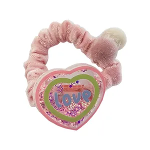 کش مو زنانه مدل فانتزی مخمل طرح Love آکواریومی کد 20482