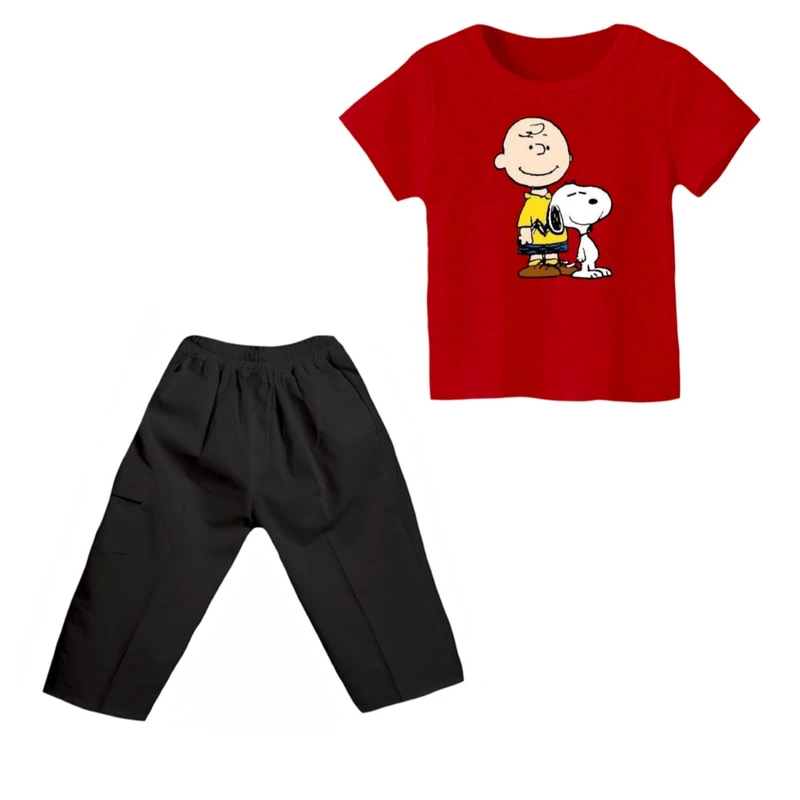 ست تی شرت و شلوارک پسرانه مدل اسنوپی کد ۸۷