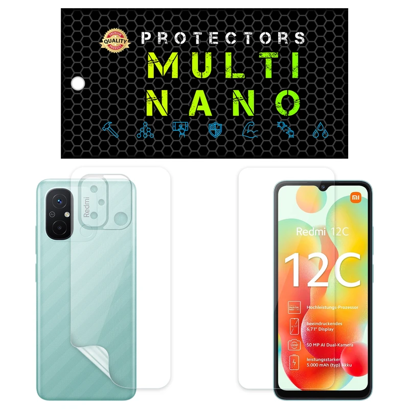محافظ صفحه نمایش مولتی نانو مدل X-SFT مناسب برای گوشی موبایل شیائومی Redmi 12C به همراه محافظ پشت
