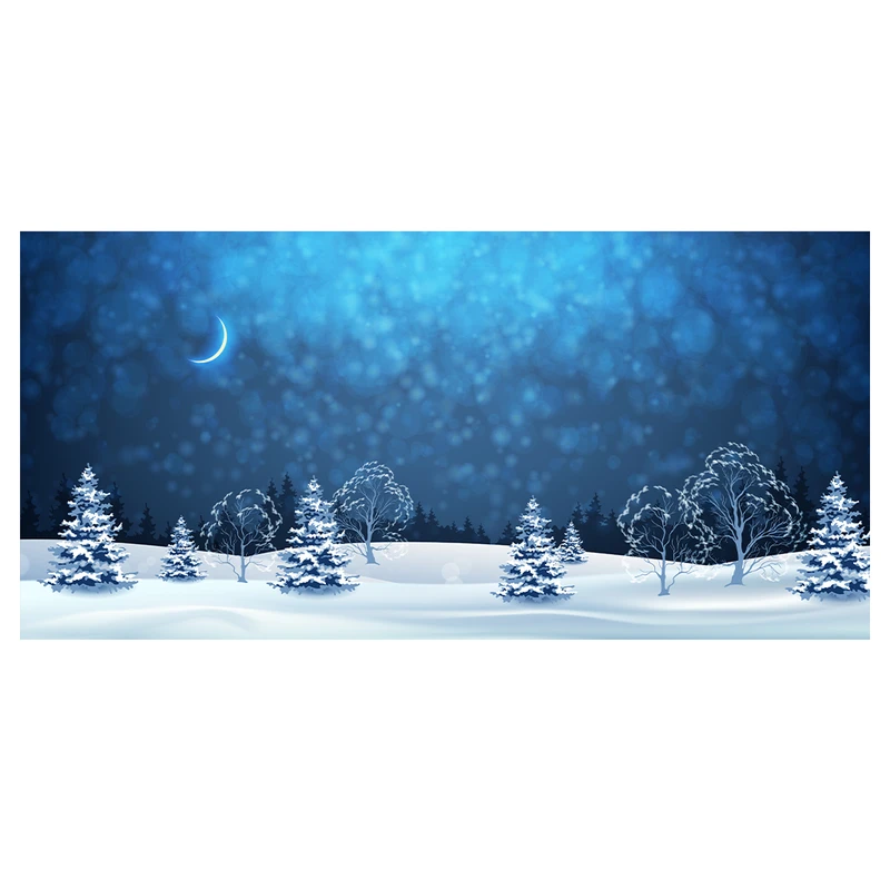 فرش پارچه‌ای مدل فرشینه طرح شب برفی جنگل کد AR3060305