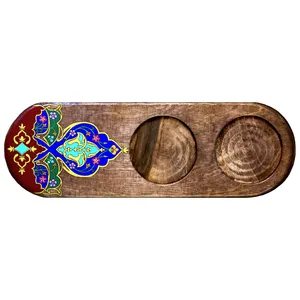زیر لیوانی چوبی مدل دونفره طرح بابونه