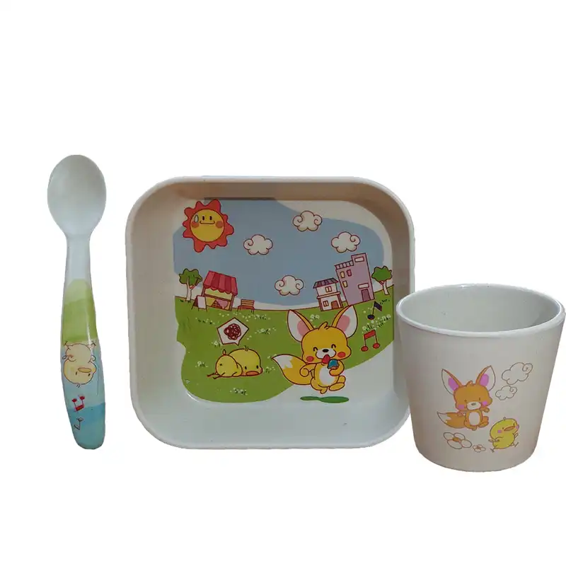 ظرف غذای 4 تکه کودک کوکو بامبو مدل جوجه وروباه