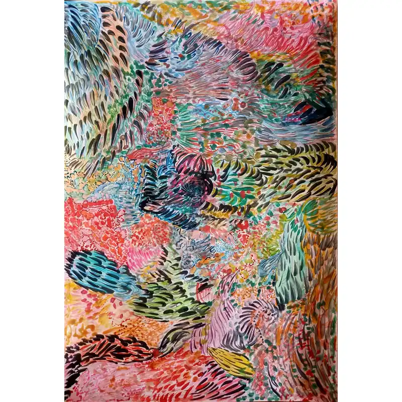 نقاشی مداد رنگی مدل تکنیک انتزاعی کد 12