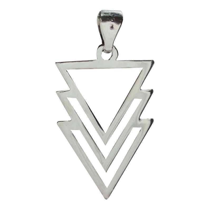 آویز گردنبند نقره مدل مثلث تو در تو