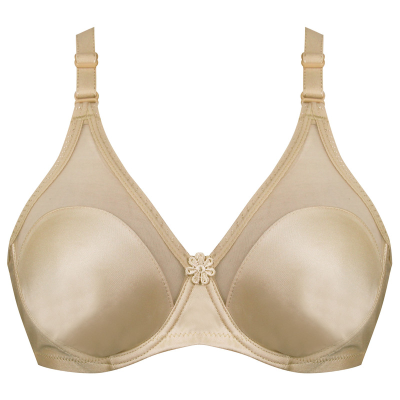 ست شورت و سوتین زنانه پانیذ مدل ساتن فنردار کد 4649 رنگ کرم