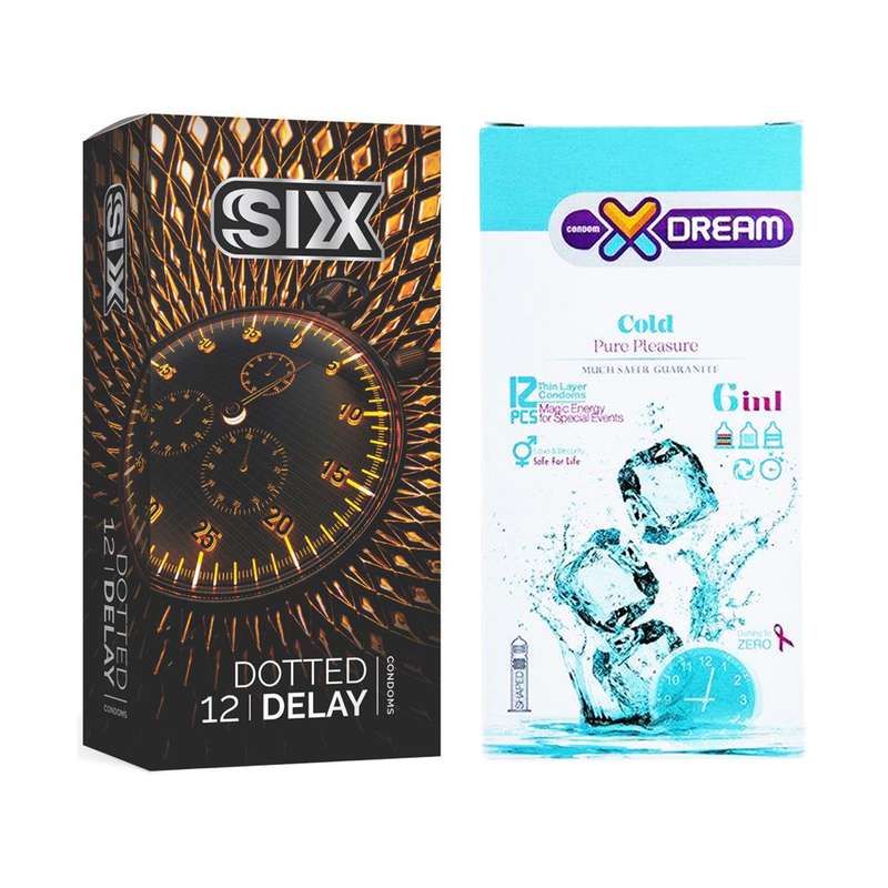  کاندوم سیکس مدل Dotted Delay بسته 12 عددی به همراه کاندوم ایکس دریم مدل Cold بسته 12 عددی