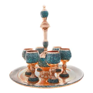 سرویس شربت خوری 8 پارچه فیروزه کوبی کد 7665