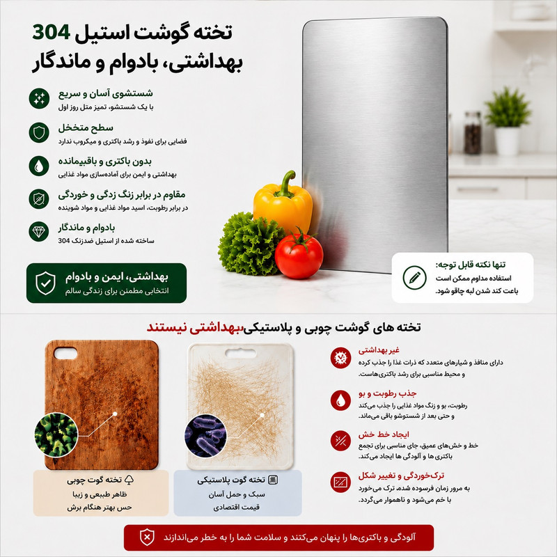 تخته گوشت لیدوما مدل استیل کد ST L40W30