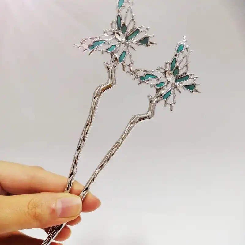 گیره مو زنانه مدل کانزاشی طرح شاپرک خال دار