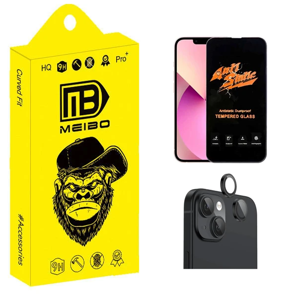 محافظ صفحه نمایش میبو مدل Carbon Antistatic مناسب برای گوشی موبایل اپل iPhone 13 به همراه محافظ لنز دوربین