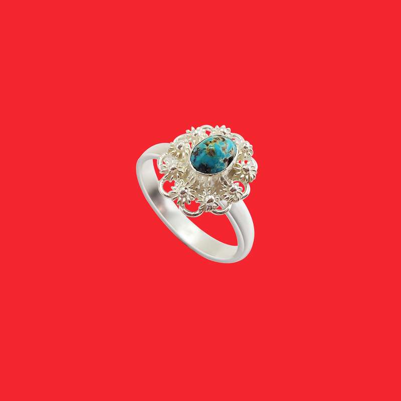 انگشتر نقره زنانه مدل فیروزه نیشابور کد NG5040