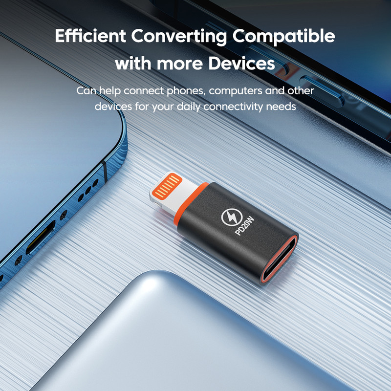 مبدل شارژ USB-C به لایتنینگ مدل IP20 بسته دو عددی