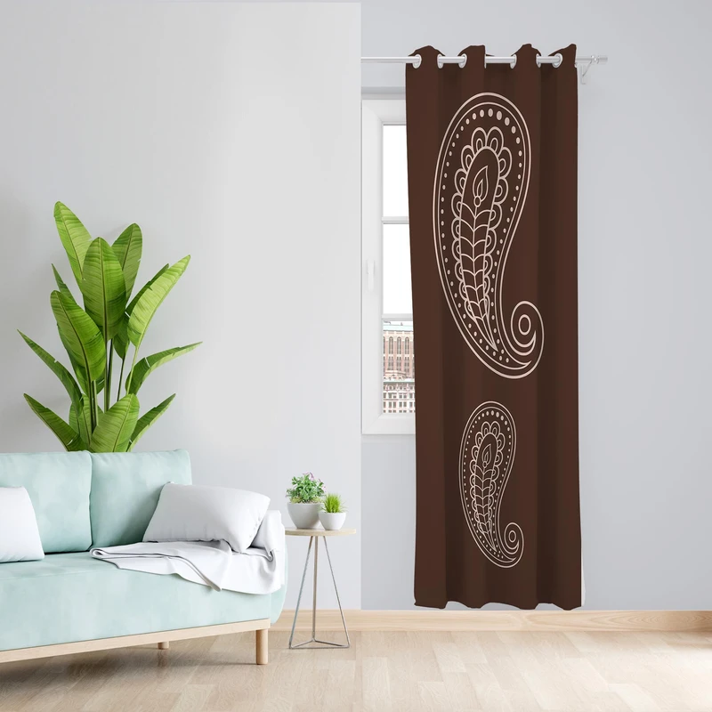 پرده طرح بته جقه 2  مدل مخمل پانچی کد  z1363 سایز 140x200 سانتی متر