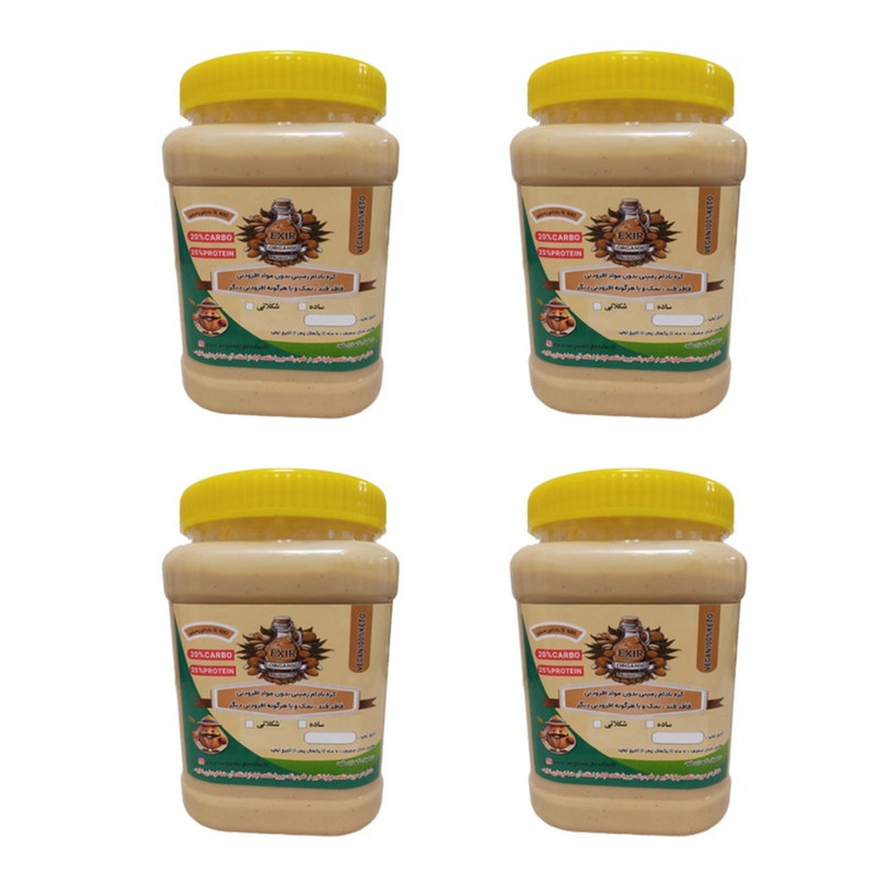 کره بادام زمینی ساده اکسیر - 1 کیلوگرم بسته 4 تایی