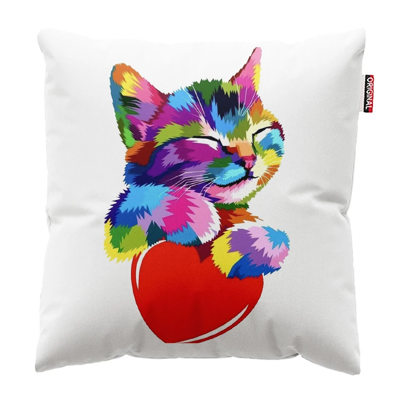  کوسن پاد آفرین طرح گربه بامزه کد 1830 سایز 30*30 سانتی متر