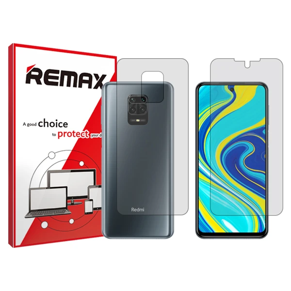 محافظ صفحه نمایش شفاف ریمکس مدل HyGEL مناسب برای گوشی موبایل شیائومی Redmi Note 9S به همراه محافظ پشت گوشی