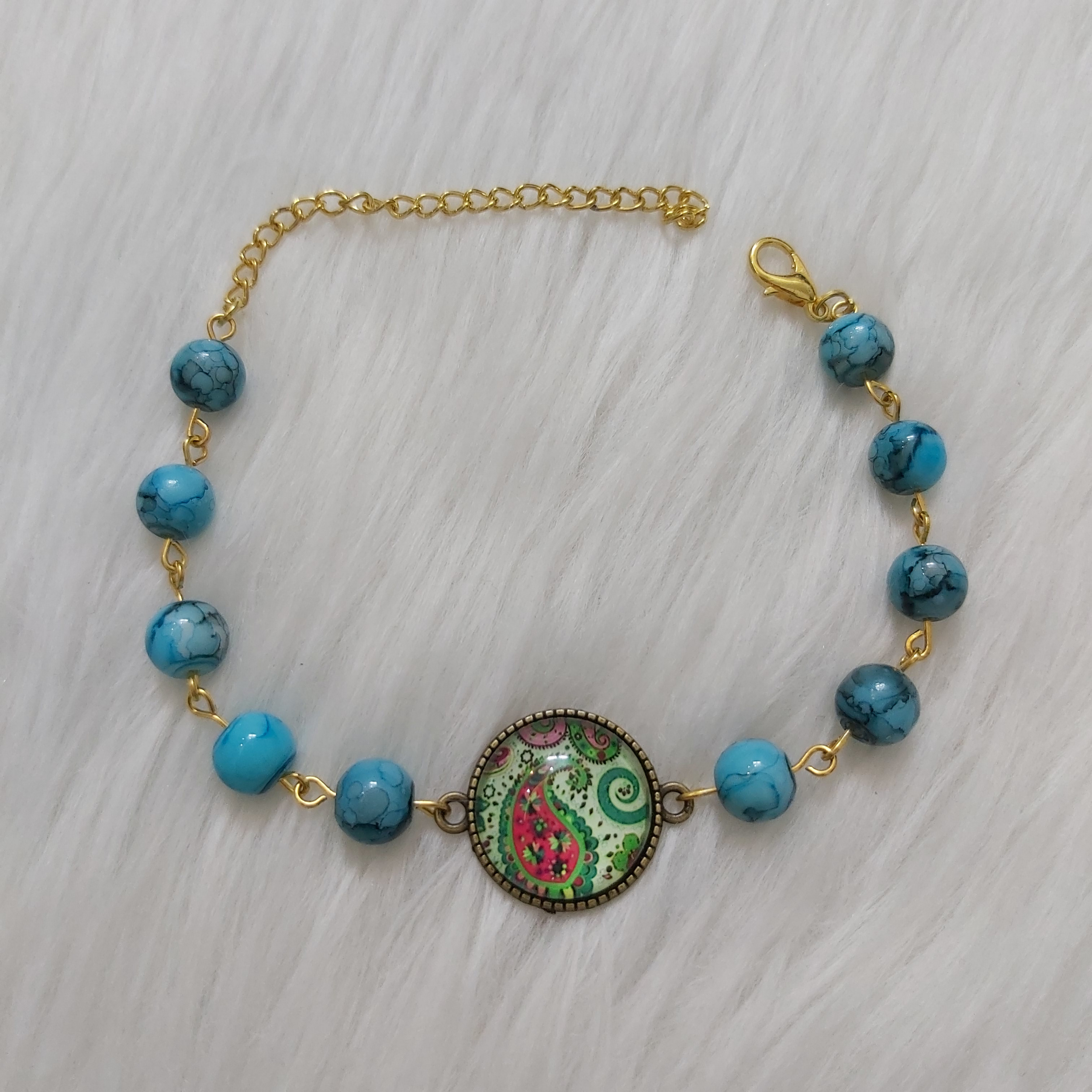 دستبند دخترانه مدل مهره ای رزین کد rez112