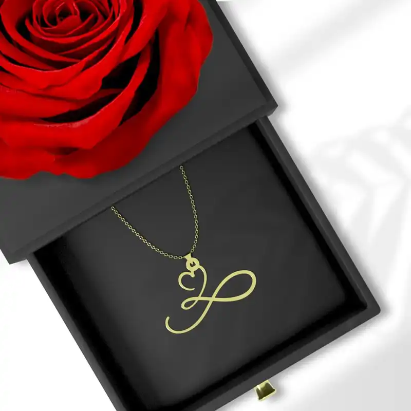 گردنبند طلا 18 عیار زنانه مدوپد مدل قلب  کد GBA10015 به همراه باکس گل رز جاویدان