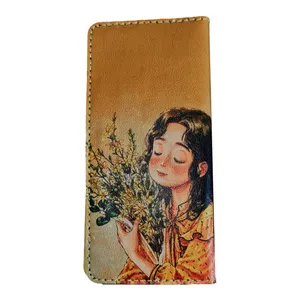 کیف پول چرمی طرح دختر گل فروش مدل GH0012