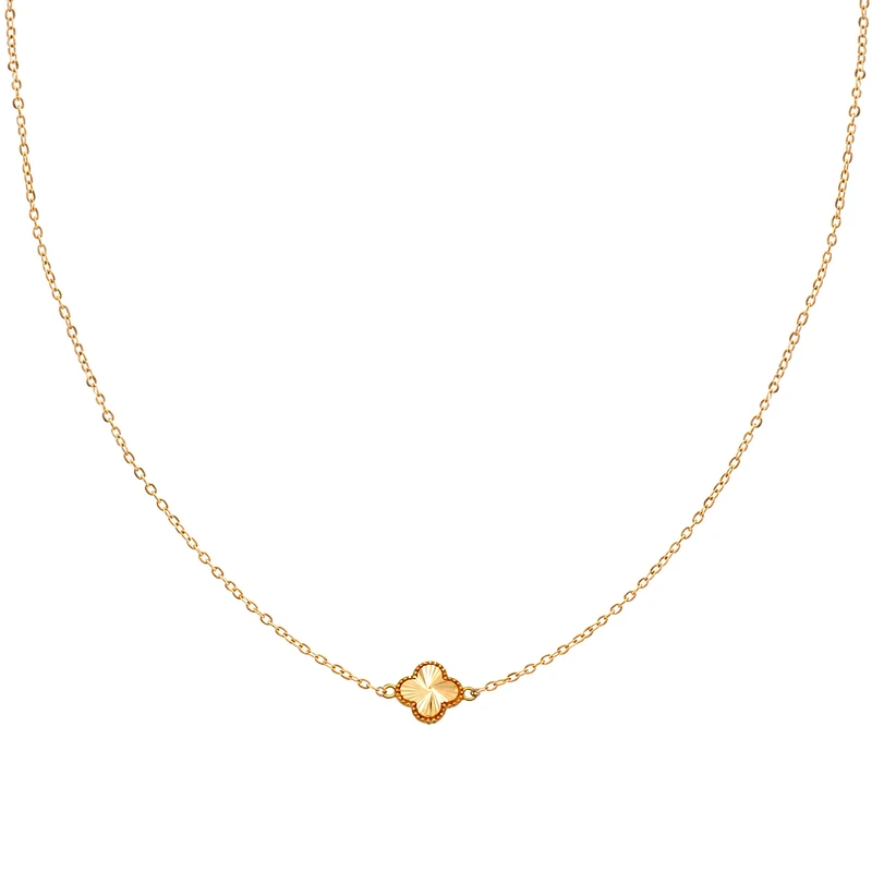 گردنبند طلا 18 عیار زنانه با زنجیر حلقه‌ای (فلامینگو) سکه شیخ مدل Vancleef - 1G