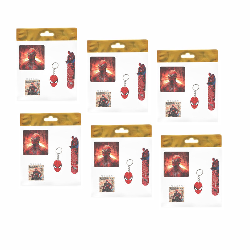 بسته لوازم تحریر مدل  4 تکه چوبی طرح مرد عنکبوتی کد1 مجموعه 6 عددی