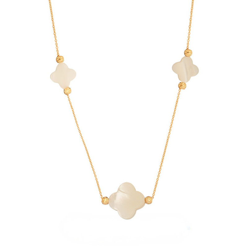 گردنبند طلا 18 عیار زنانه با طرح بندی هومن گلد مدل سه گل