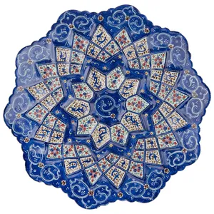 بشقاب مسی میناکاری شده اثر شیرازی طرح 3 قطر 16 سانتی متر