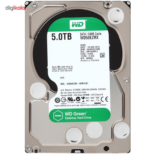 هارددیسک اینترنال وسترن دیجیتال سری سبز مدل WD50EZRX ظرفیت 5 ترابایت