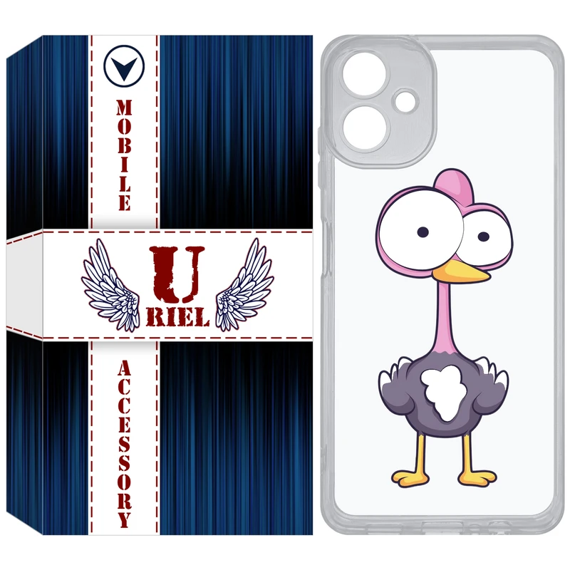 کاور یوریل مدل Clear کد 43 طرح شترمرغ مناسب برای گوشی موبایل سامسونگ Galaxy A06