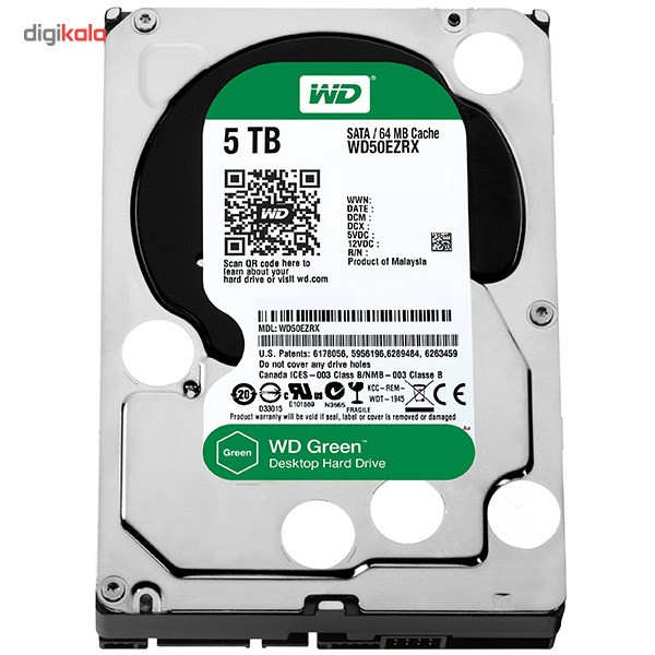 هارددیسک اینترنال وسترن دیجیتال سری سبز مدل WD50EZRX ظرفیت 5 ترابایت