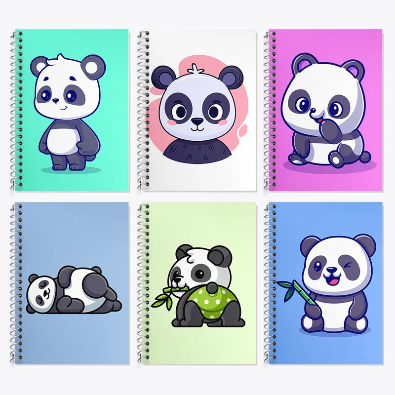 دفتر زبان 50 برگ خندالو مدل دو خط طرح پاندای کیوت کد 459 مجموعه 6 عددی