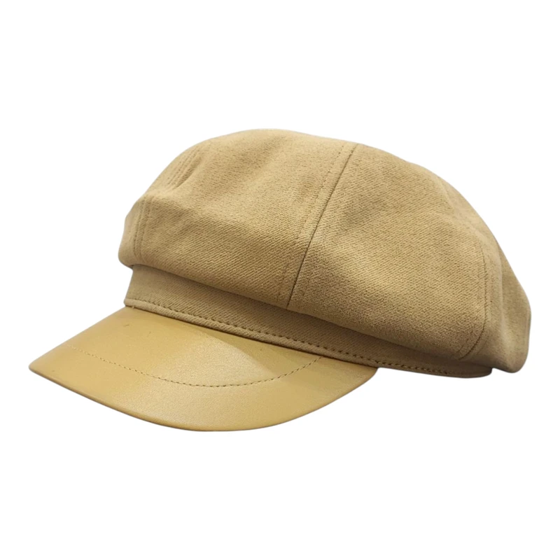 کلاه زنانه مدل کاپیتانی نقاب چرم ساده zh318