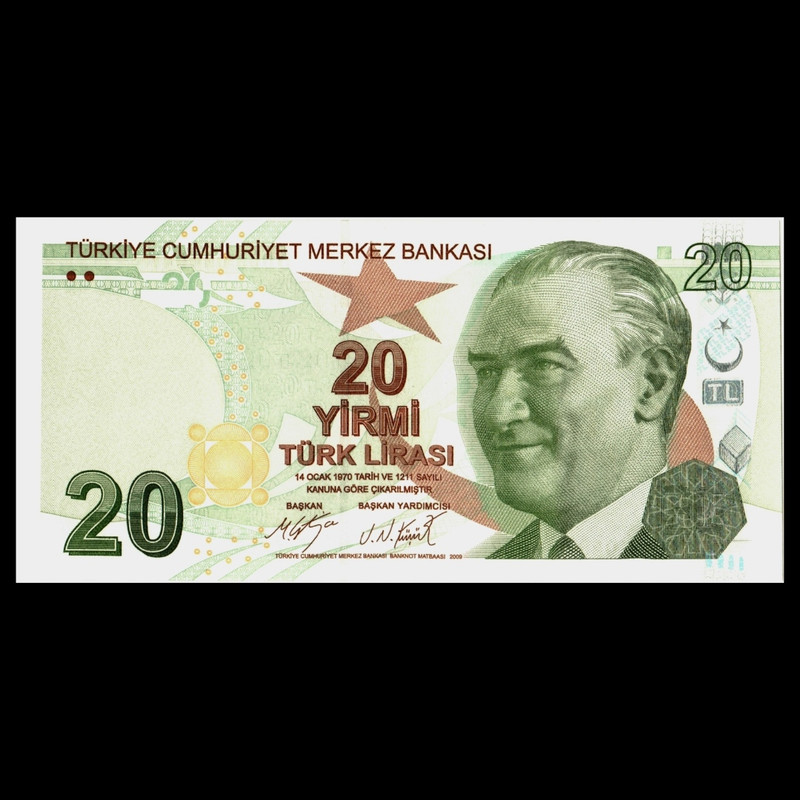اسکناس تزئینی مدل کشور ترکیه 20 لیر UNC