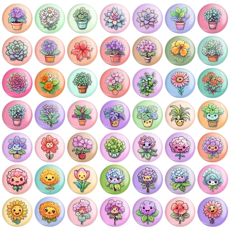 مگنت خندالو مدل کاکتوس و گل کد 164 مجموعه 49 عددی