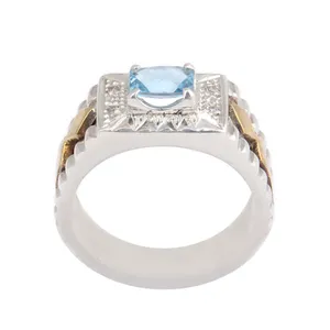 انگشتر نقره مردانه بازرگانی میلادی مدل سنگ توپاز کد AM_2553