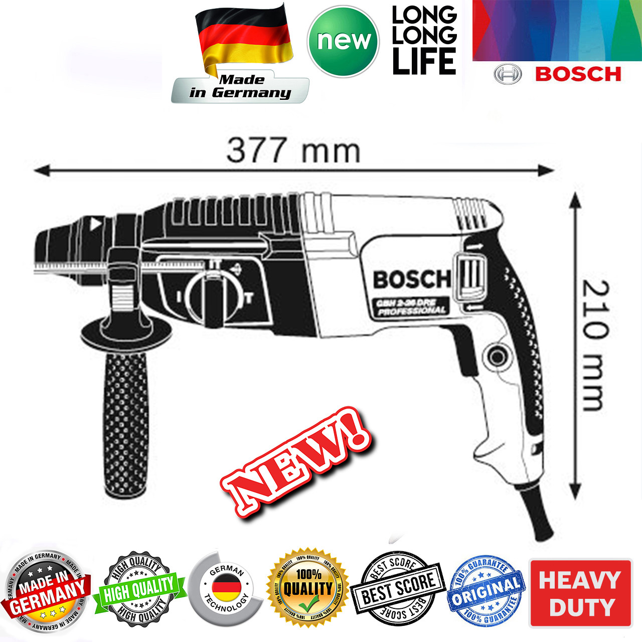 مجموعه 8 عددی دریل چکشی سه کاره بوش مدل GBH 2 - 26 DRE
