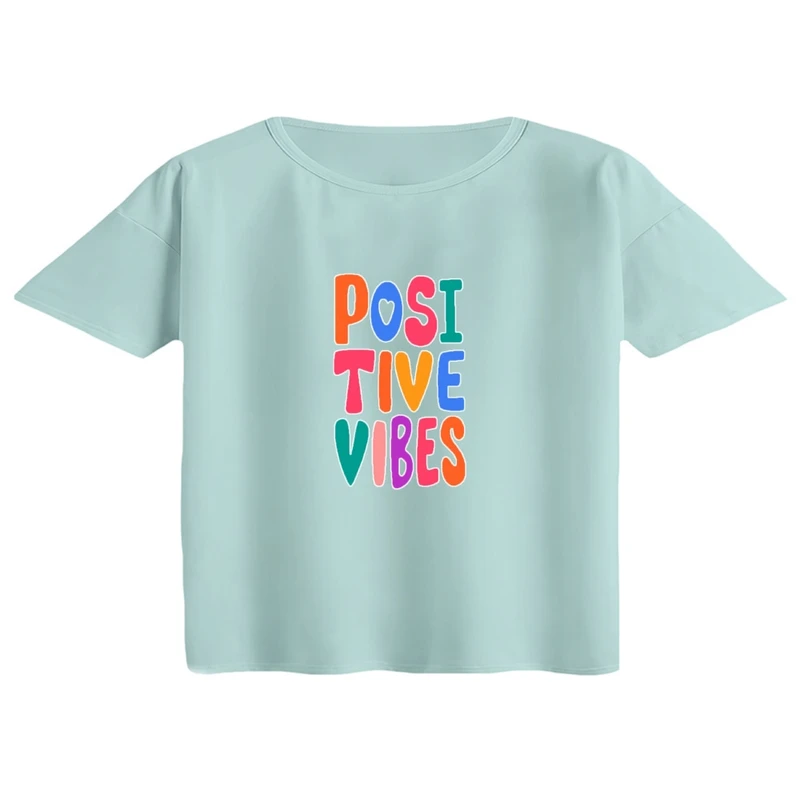 کراپ تی‌شرت آستین کوتاه زنانه مدل انرژی مثبت