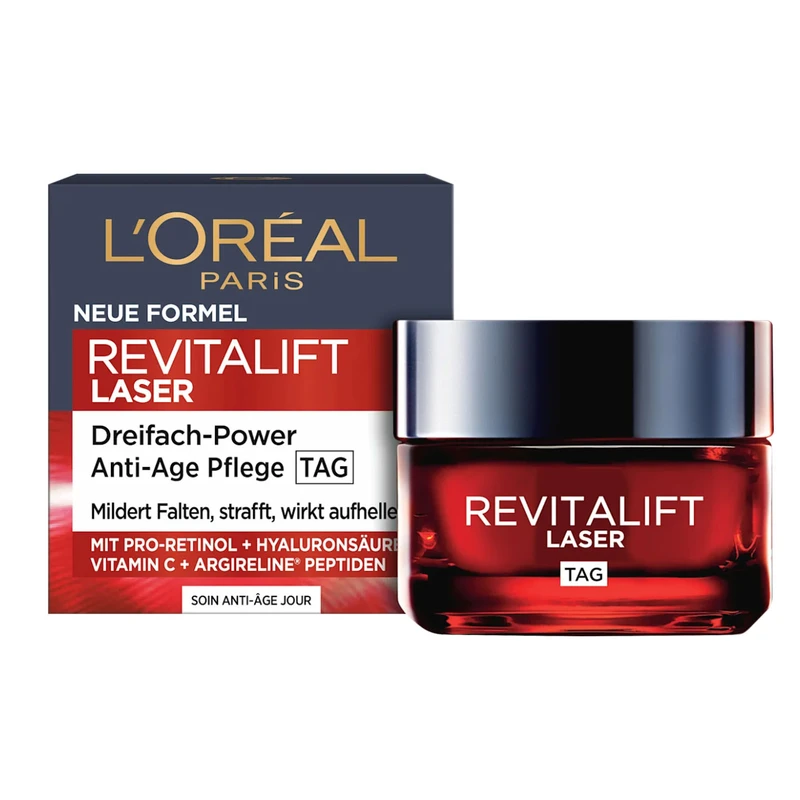 کرم روز ضد چروک لورآل مدل REVITALIFT LASER مناسب برای انواع پوست حجم ۵۰ میلی لیتر